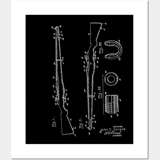 semiautomatic rifle Vintage Patent Hand Drawing Wall Art by TheYoungDesigns